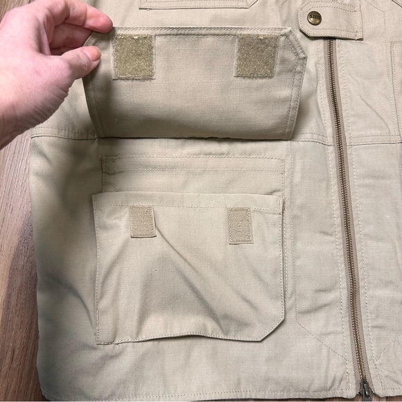 5.11 Tactical Fast-Tac Vest khaki beige size 2XL zip pockets ripstop ems XXL - Picture 6 of 9